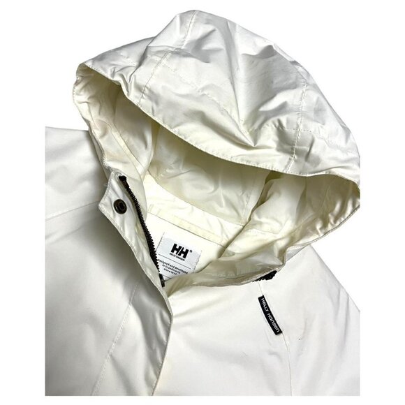 Helly Hansen Cream White Waterproof Outdoor Designer Long Windbreaker Jacket - M - Picture 2 of 6